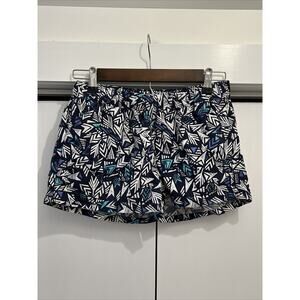 Patagonia BARELY BAGGIES Shorts 2.5” Inseam Womens Sz SMALL 57041 Blue Geometric
